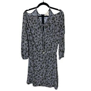 Michael Kors S Green Floral Cold-Shoulder Dress Long Sleeve Boho Romantic